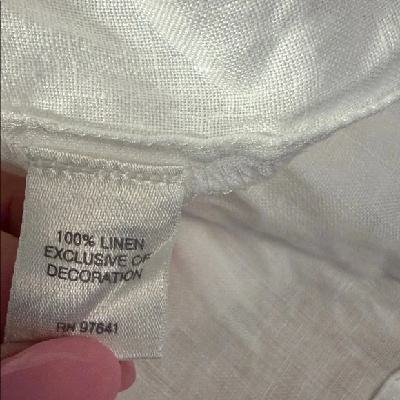 J. Jill Size Medium 100% Linen White Embroidered Split-Neck Tunic Top - Picture 7 of 7